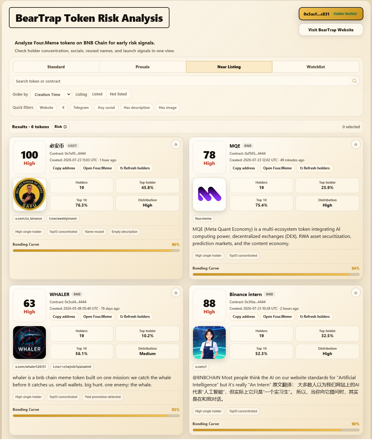 BearTrap Risk Analyzer app preview